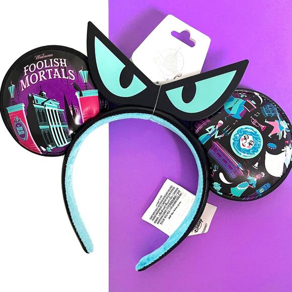 Disney Haunted Mansion EYES Ear Headband - Foolish Mortal Wallpaper Leota Hatbox - Picture 1 of 11